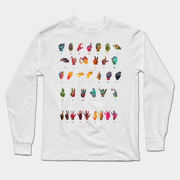 Sign Language Alphabet Long Sleeve T-Shirt by erzebeth